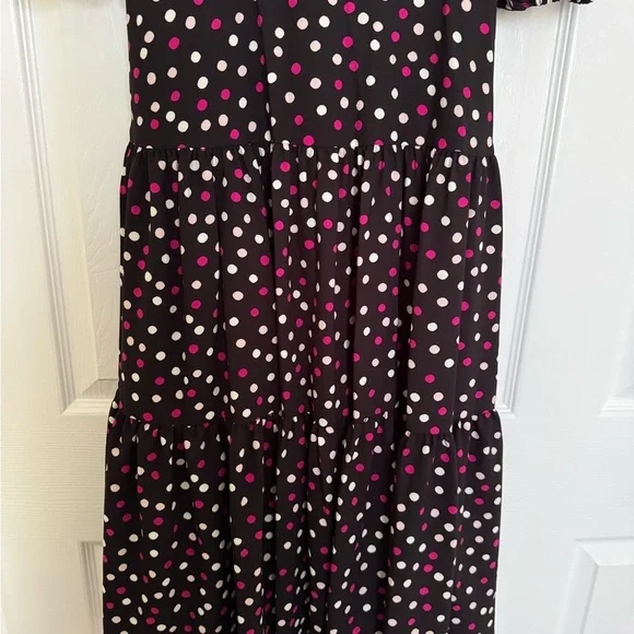 Kate Spade Glimmer Dot Wrap Dress, Black With Pink/White Polka Dots, Size 1, NWT